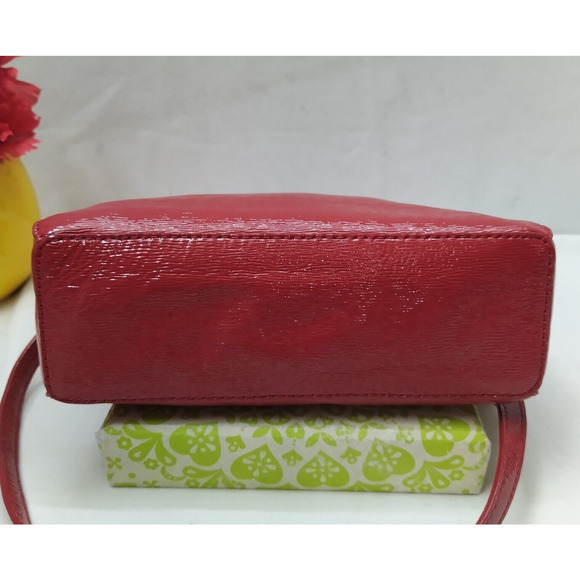 Kate Spade New York Red Patent Leather Zipper Closure Crossbody Bag - Picture 8 of 16